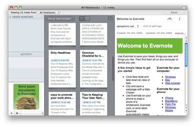 Evernote Card View